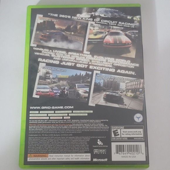 GRID (Xbox 360, 2008) Complete w/ Manual in Original Box CIB, TESTED - Picture 2 of 4